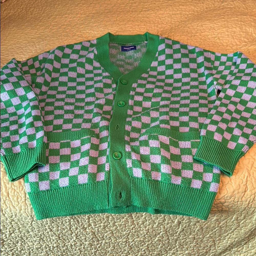 Vibrant Checkered Cardigan